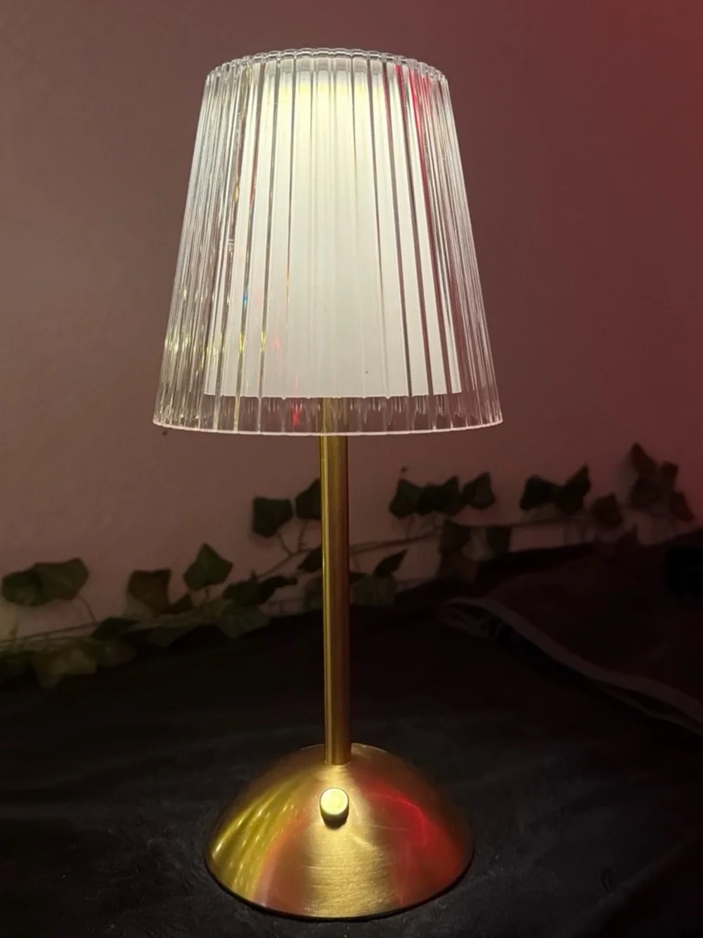 Gold Table Lamp with Clear Ribbed Shade - Home Party Supplies